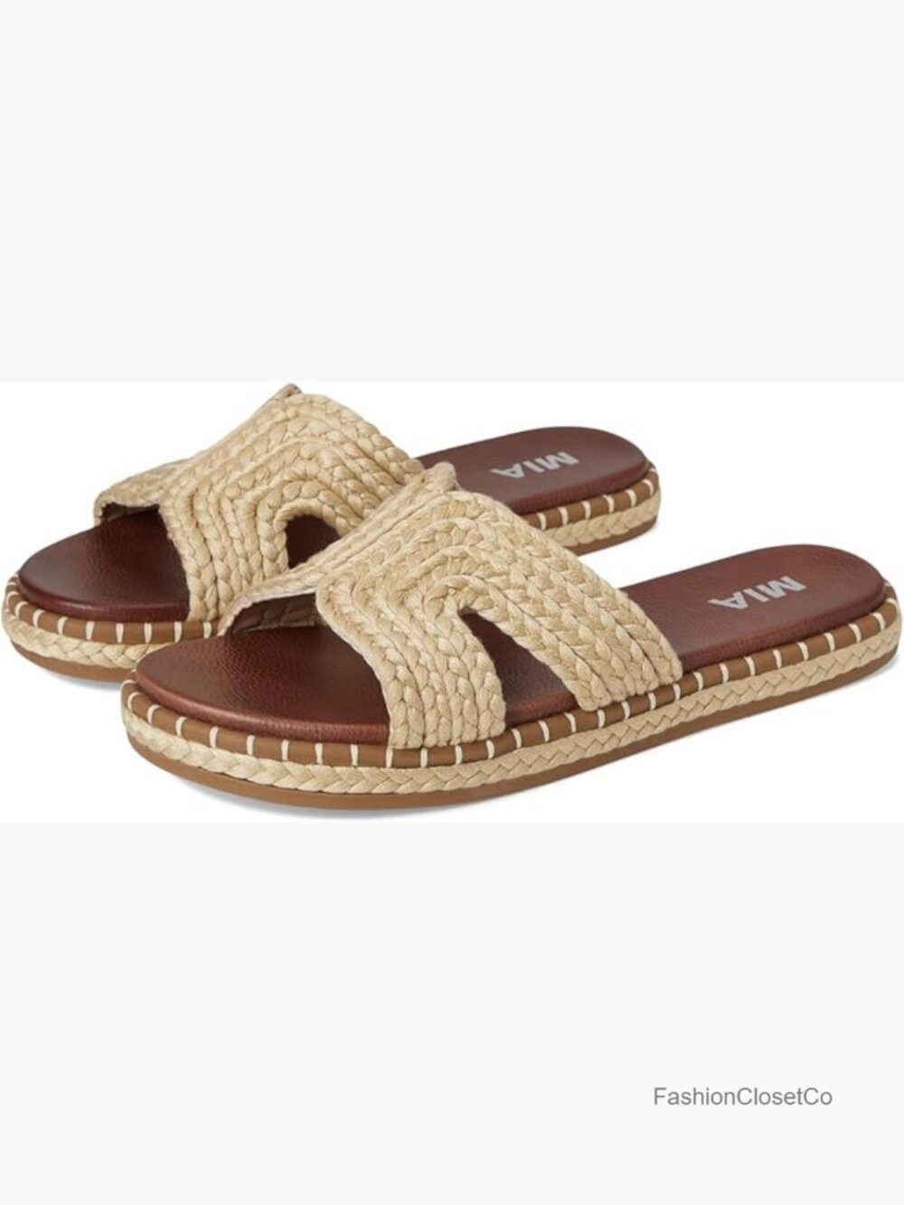 Faux Leather Braided Slide Sandals - Casual Comfort - Picture 1 of 7